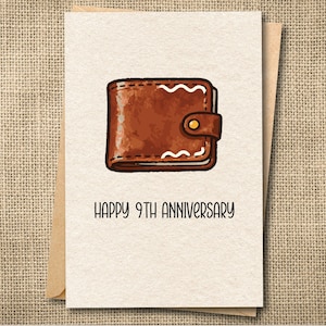 9th Anniversary Card: Leather, Pottery, Birds of Paradise Anniversary