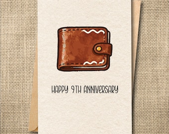9th Anniversary Card: Leather, Pottery, Birds of Paradise Anniversary
