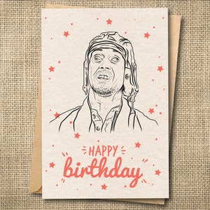 Carte de joyeux anniversaire drôle, yeux fous, Mr Deeds, carte d'anniversaire drôle, carte de film, carte d'anniversaire idiote, carte de joyeux anniversaire, carte de joyeux anniversaire