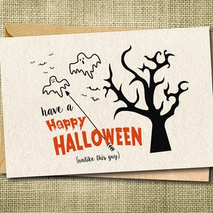 Cartão engraçado de Halloween com fantasma: cartão de felicitações engraçado feito à mão