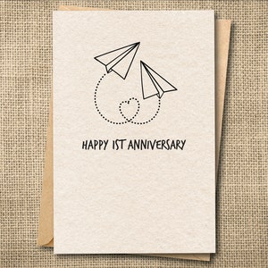 Tarjeta de primer aniversario, regalo de primer aniversario, aniversario de papel, linda tarjeta de aniversario, tarjeta de aniversario única, tarjeta de feliz aniversario