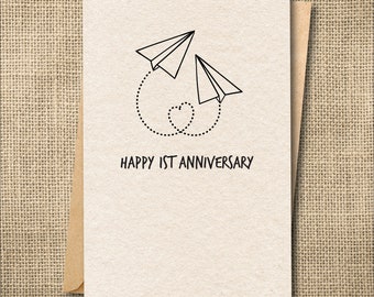 Carte de premier anniversaire, cadeau 1er anniversaire, anniversaire en papier, jolie carte d'anniversaire, carte d'anniversaire unique, carte de joyeux anniversaire