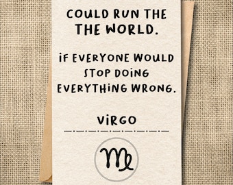 Funny Virgo Birthday Card, Snarky Astrology Greeting, Zodiac Gift, Horoscope Humor