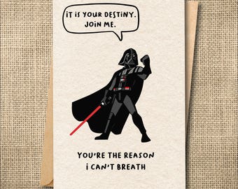 Darth Vader Love Card, Inspired by Star Wars Anniversary Card