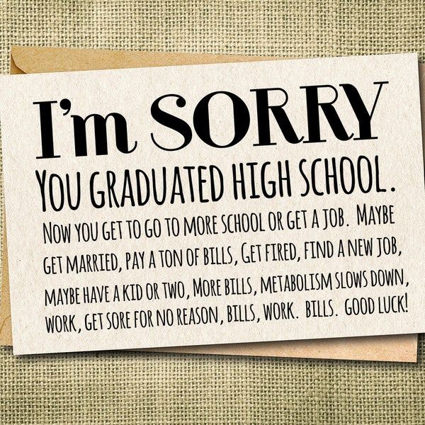 Congrats Grad Card, Sorry Grad, Congratulations Card, Graduation Card, celebration card, high school graduation card, congrats from parents