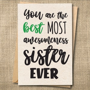 Funny and Cute Sister Card - Perfect Birthday Gift for Siblings, Twins, and Best Friends, Custom Sister Card, Gifts for Sister Funny Card