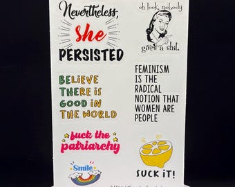 Inspirational Feminist Stickers Sheet – Waterproof Vinyl Decals