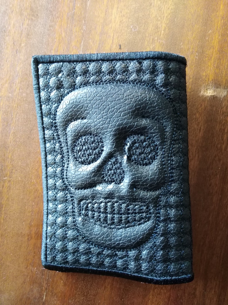 Passport Cover Embroidery Designs in the Hoop Trapunto Skull Etsy