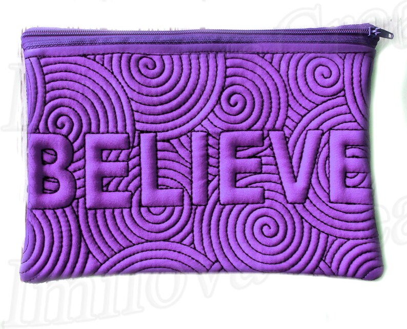 Machine embroidery designs in the hoop cosmetic bag believe  etsy