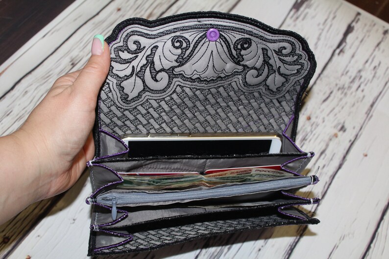 Wallet Machine Embroidery Designs. in the Hoop Purse Phone Etsy