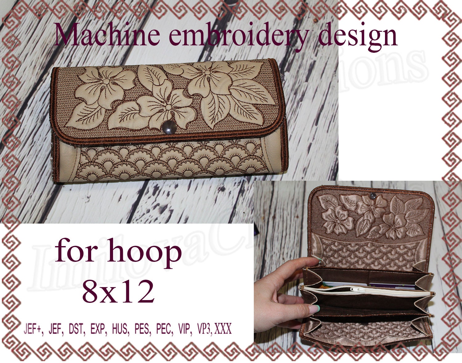 Wallet embroidery designs. In the Hoop purse Clutch little Etsy