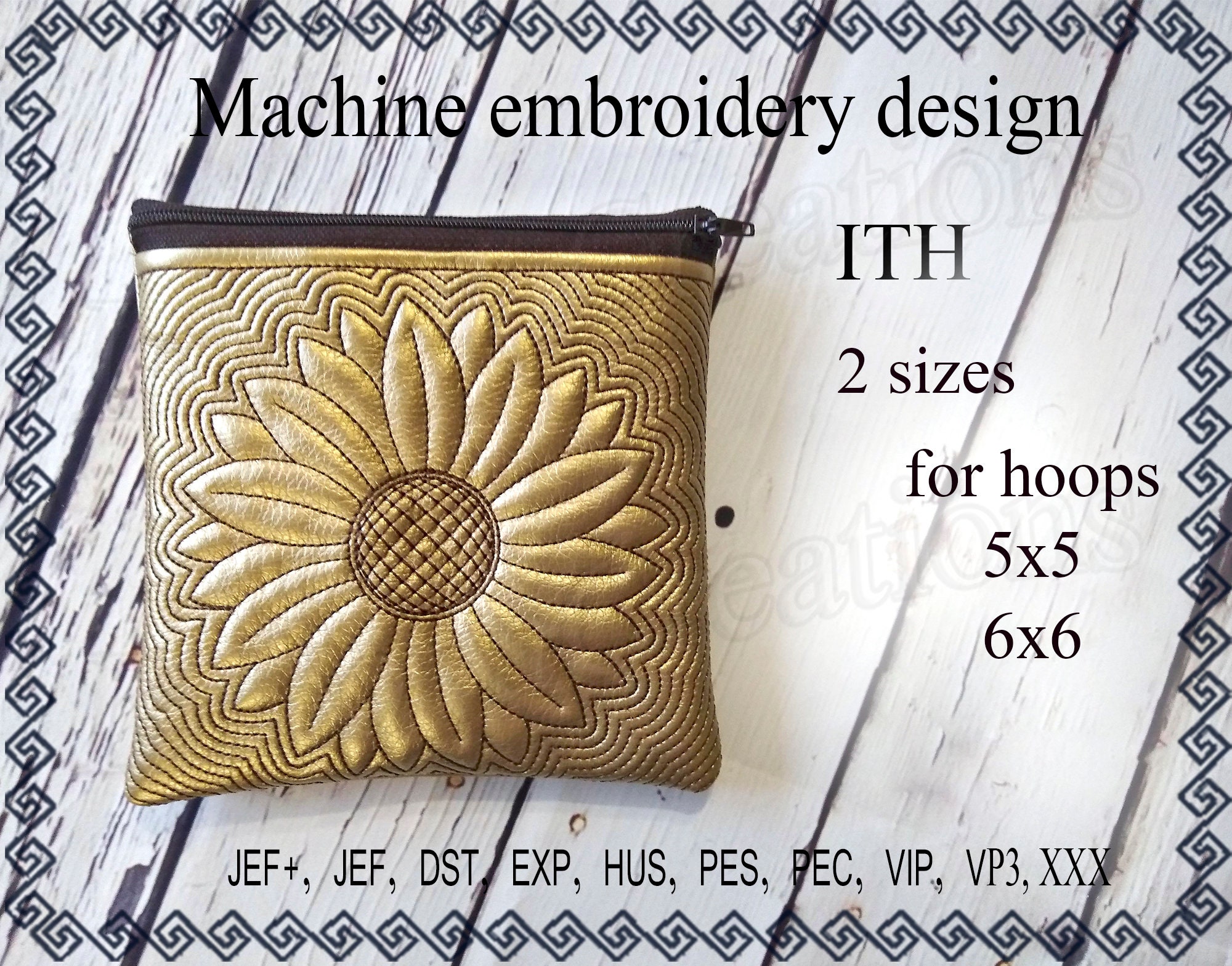 Embroidery designs cosmetic bag chamomile zippered bag travel Etsy