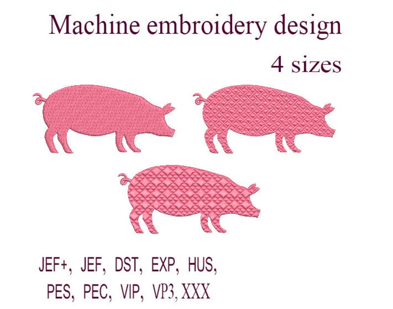 Pig Machine Embroidery Designs. Piggy Farmer Animals. Pig Etsy