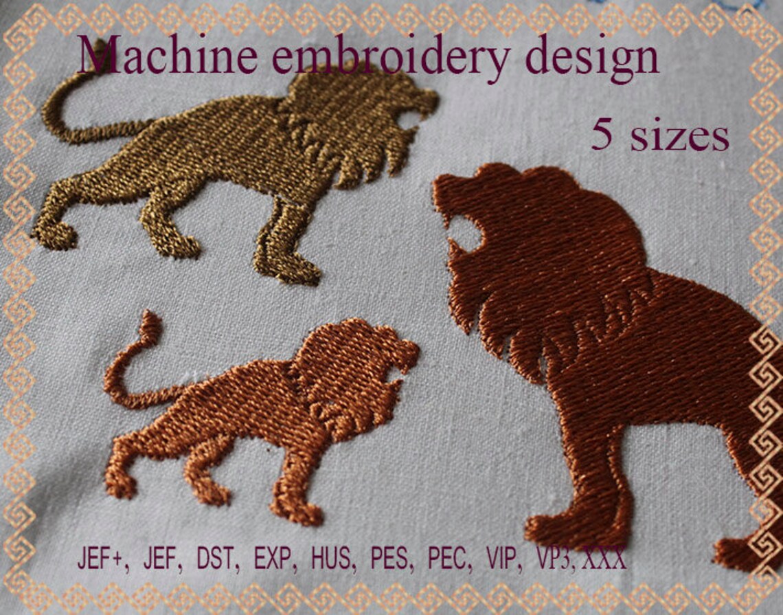 Lion Embroidery Design African Machine Embroidery Designs Lion Etsy