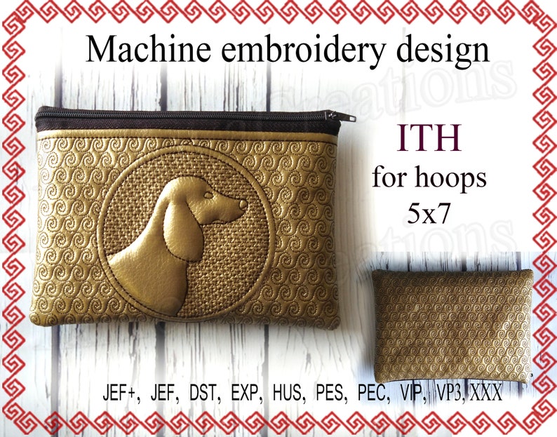 Machine Embroidery design ITH zippered bag dog embroidery Etsy