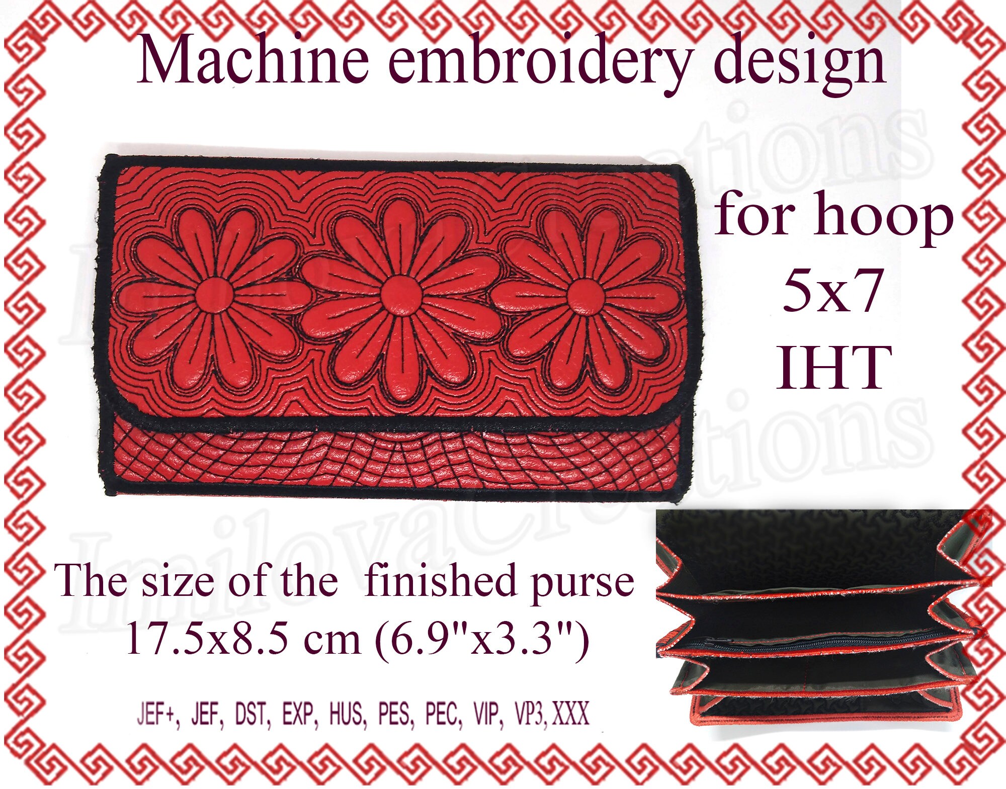 Embroidery designs Wallet In the Hoop 5x7 purse Clutch Etsy