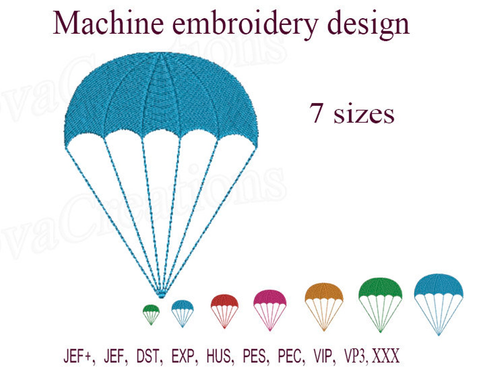 Parachute Embroidery Designs. Machine Embroidery Design. Sport Etsy