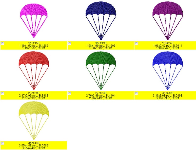 Parachute Embroidery Designs. Machine Embroidery Design. Sport Etsy