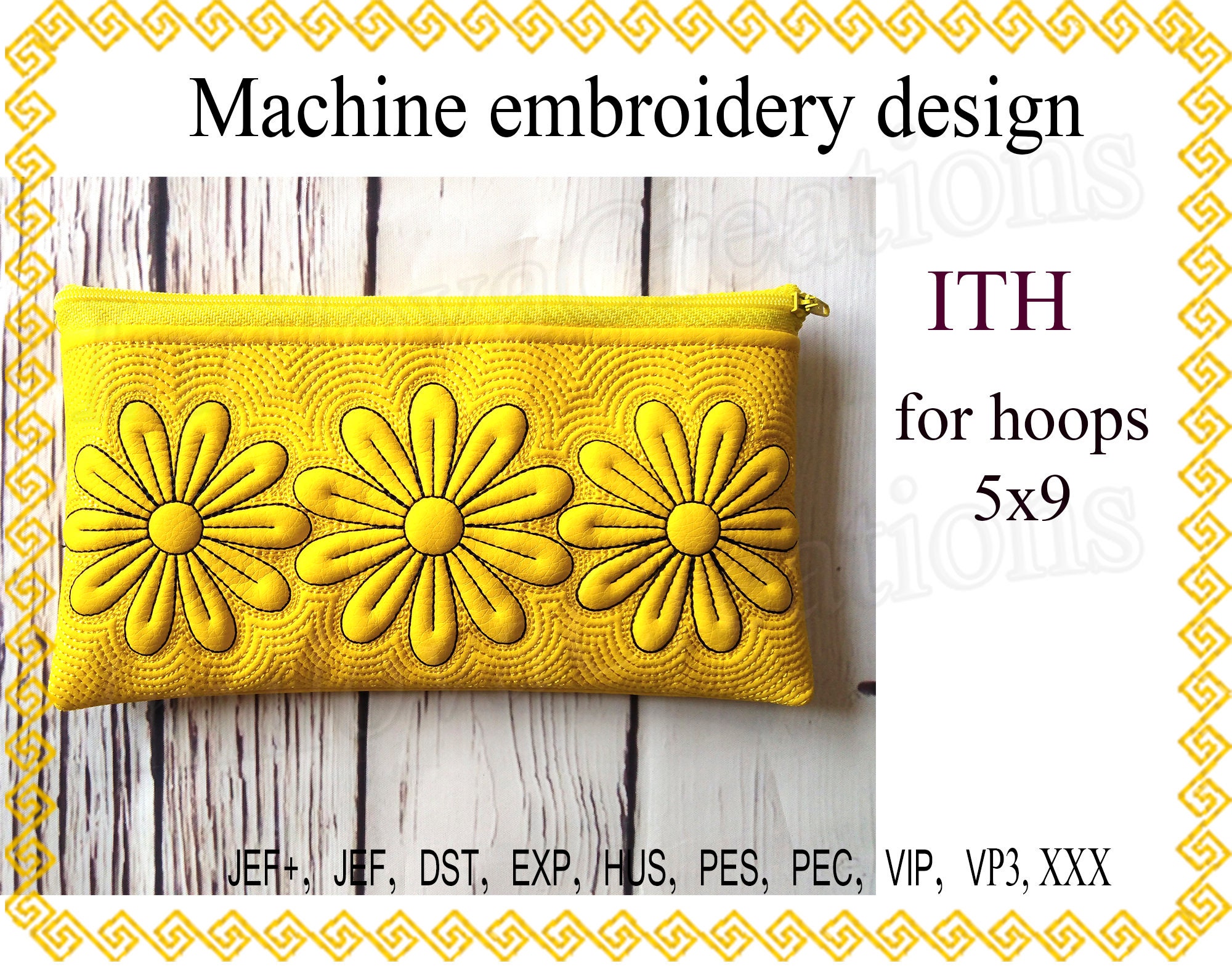 Set Embroidery designs Cosmetic bag flowers zipper bag travel Etsy