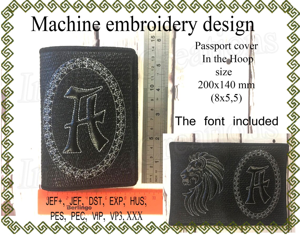 Machine embroidery designs passport cover with letter in the  etsy Machine embroidery designs passport cover with letter in the  etsy