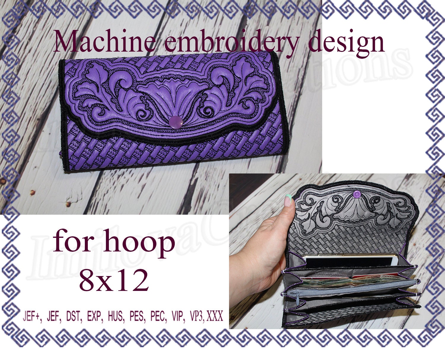 Wallet Machine embroidery designs. In the Hoop purse phone Etsy