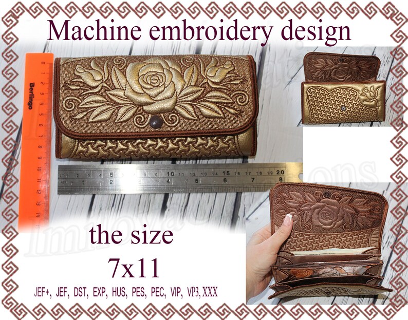 Wallet embroidery designs. In the Hoop purse Clutch little Etsy