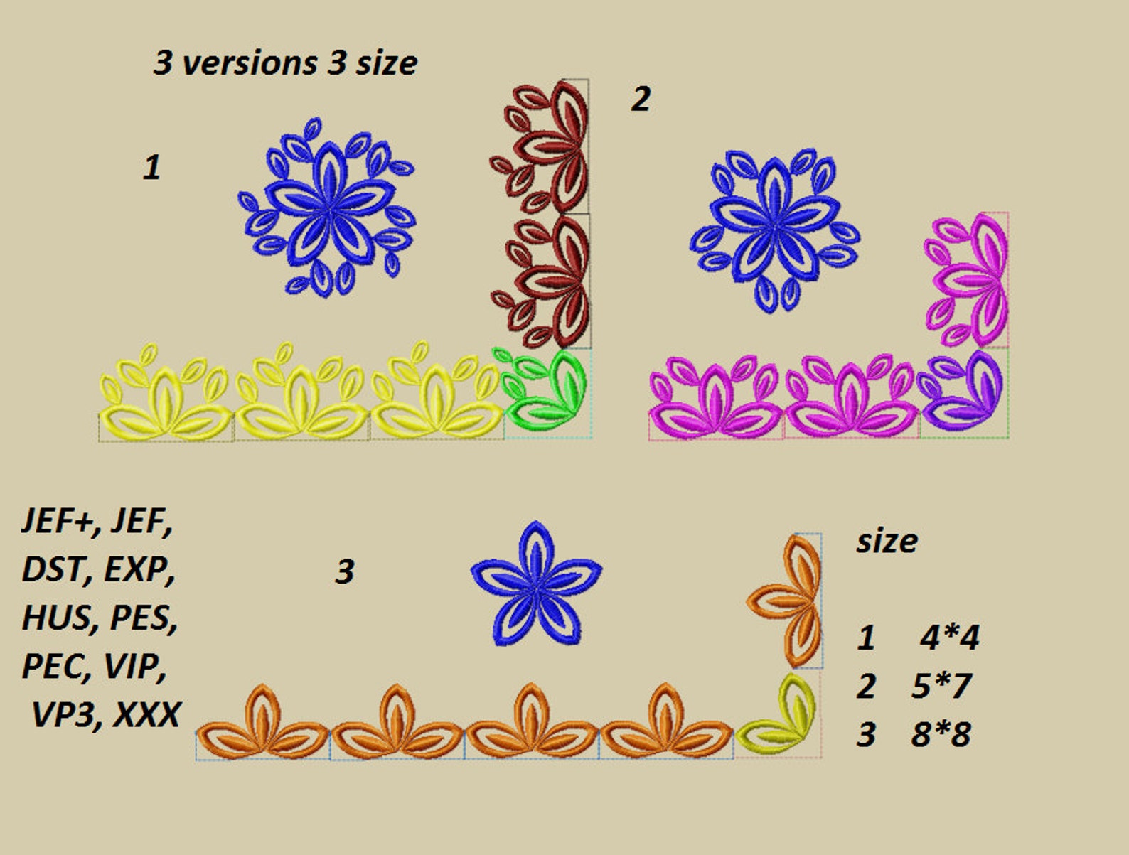 Machine embroidery designs . flower border area embroidery Etsy