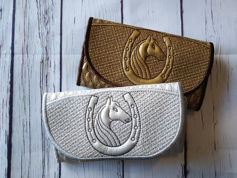 Embroidery designs wallet in the hoop horse horseshoe machine  etsy