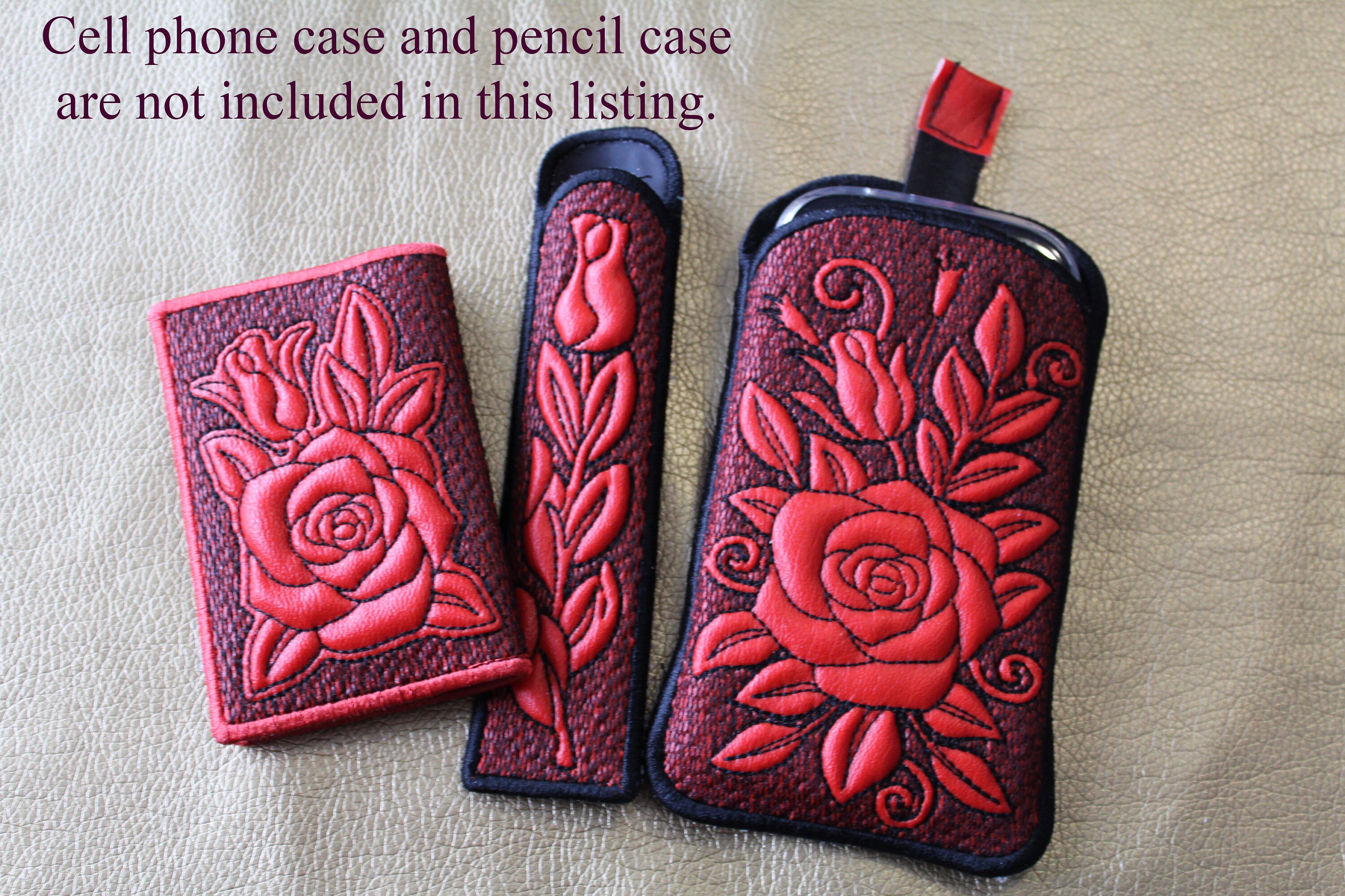 Card case machine embroidery design rose card holder case  etsy Card case machine embroidery design rose card holder case  etsy