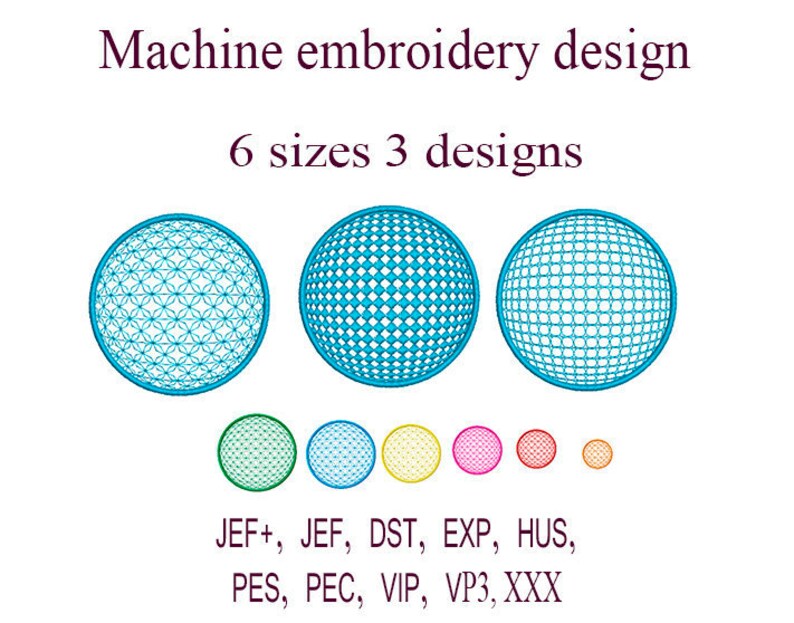 Machine embroidery designs. Circle Design. Embroidery Etsy