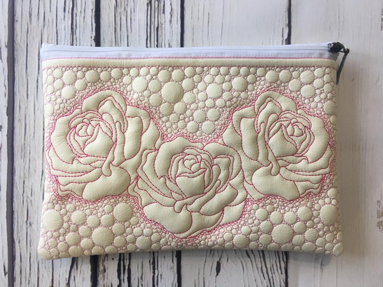 Cosmetic Bag Embroidery Designs Zippered Bag Travel Zip Bag Etsy