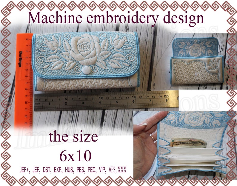 Wallet Machine embroidery designs. In the Hoop purse phone Etsy