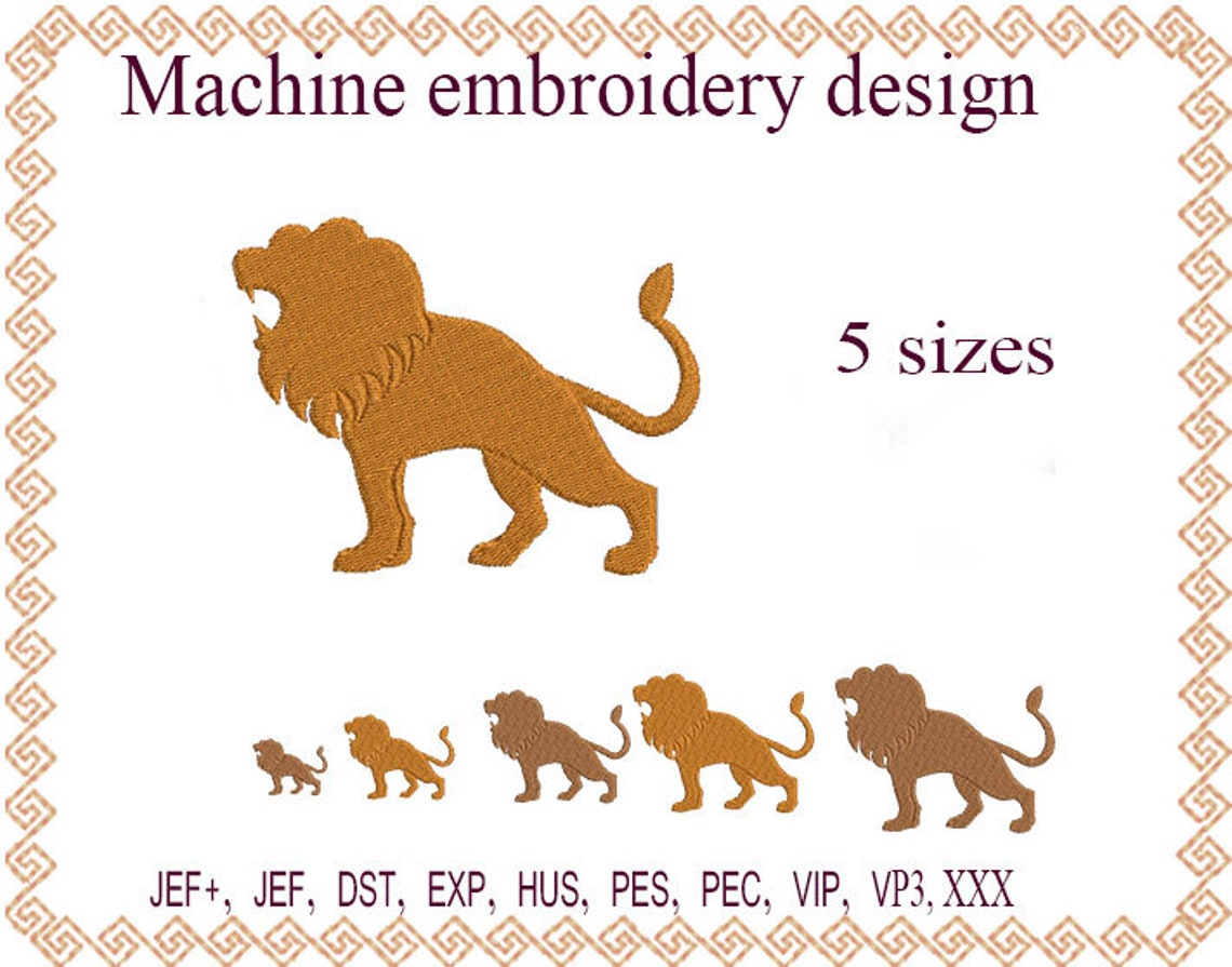 Lion Embroidery Design African Machine Embroidery Designs Lion Etsy