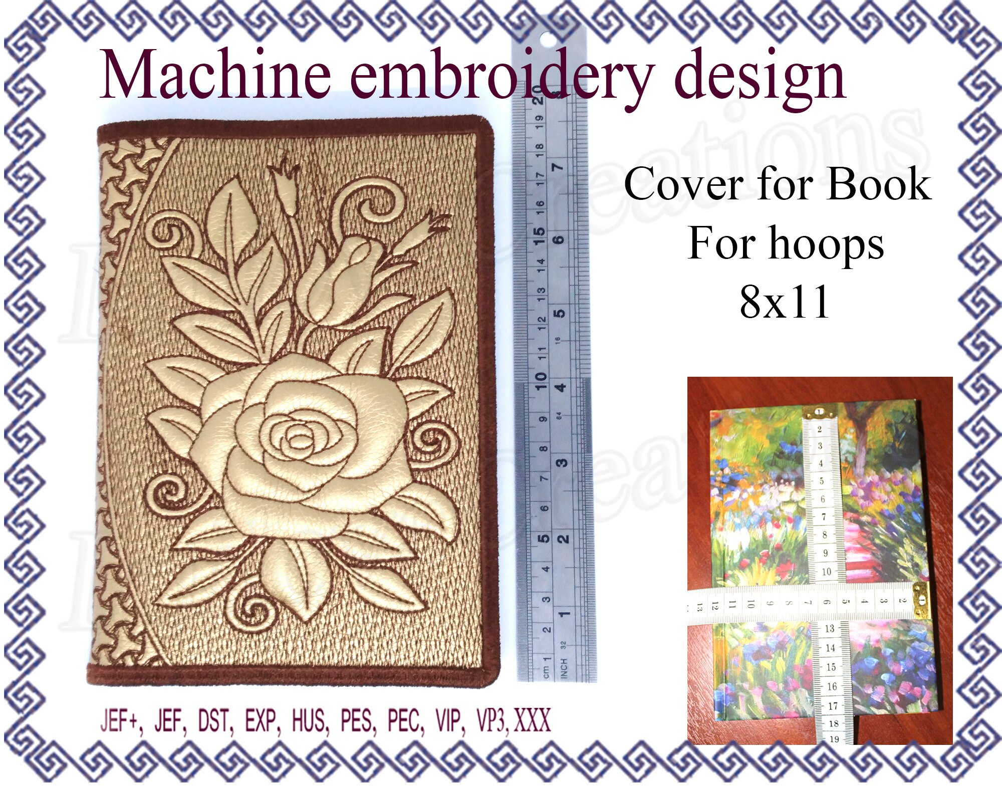Machine embroidery designs. Cover for Book In the Hoop. Etsy
