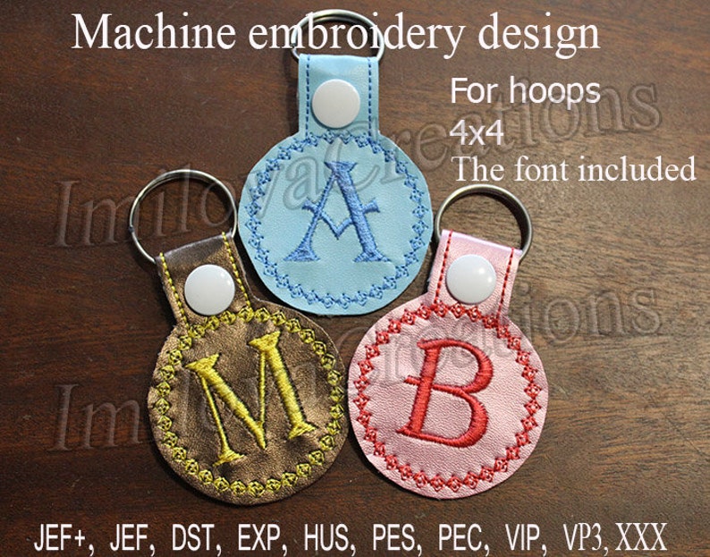 Initial embroidery keychainfob In The Hoop Key Fob Machine Etsy