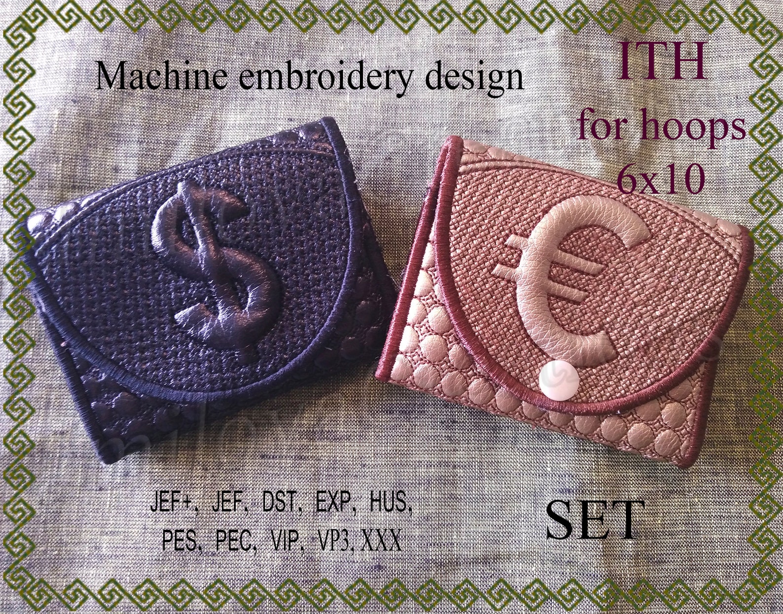 Wallet Machine Embroidery Designs. in the Hoop Purse Euro Etsy
