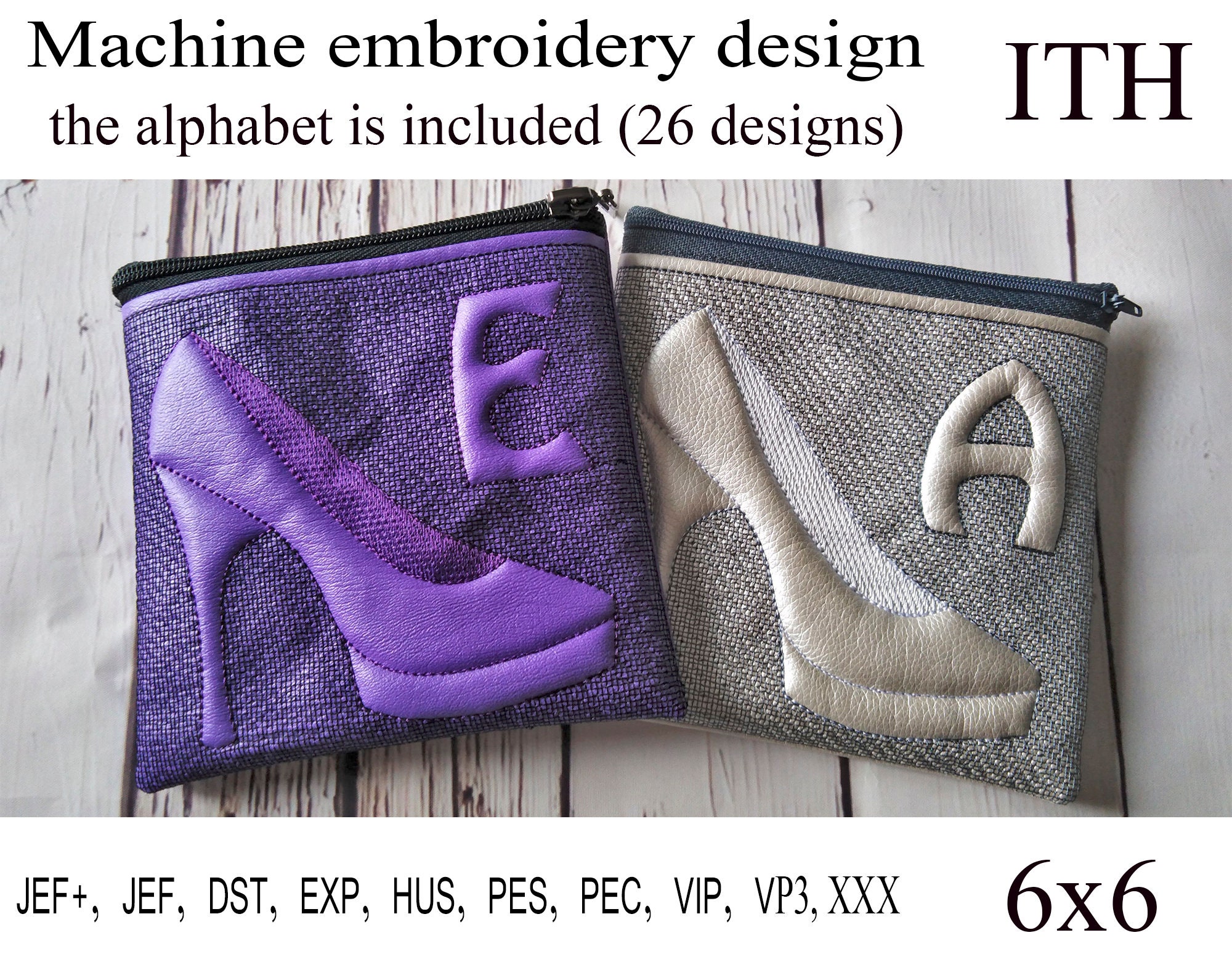 49+ Ballet Shoe Letter Zip Bag - In The Hoop Embroidery