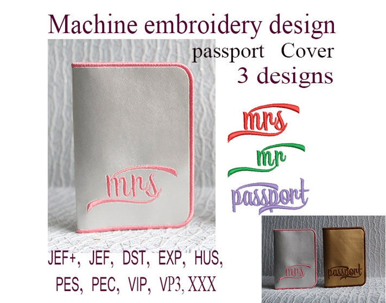 Machine embroidery designs Mr Mrs Passport cover In the Hoop Etsy