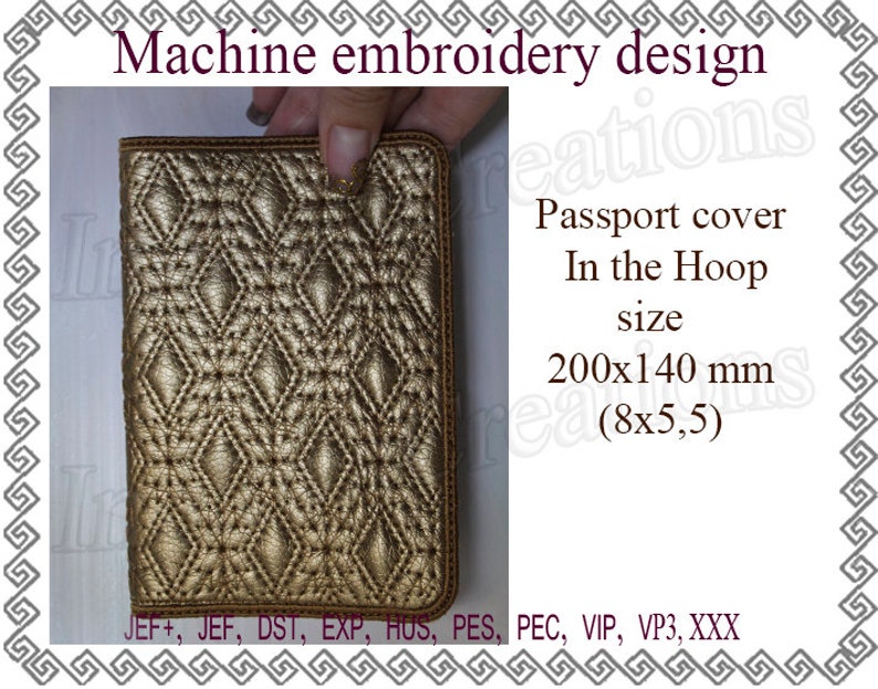 Passport Cover in the Hoop Embroidery Designs Trapunto Machine Etsy