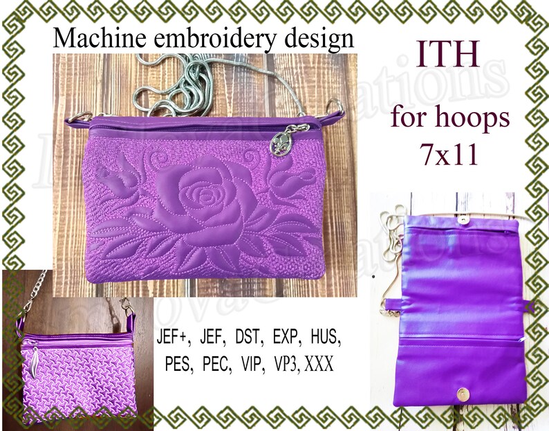 Machine embroidery designs zippered bag travel zip bag Etsy