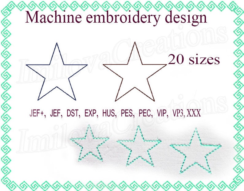 Star Machine embroidery design Star contour Star embroidery Etsy