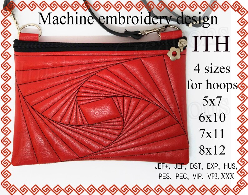 Machine Embroidery Design in the Hoop Zippered Bag Set Sizes Etsy