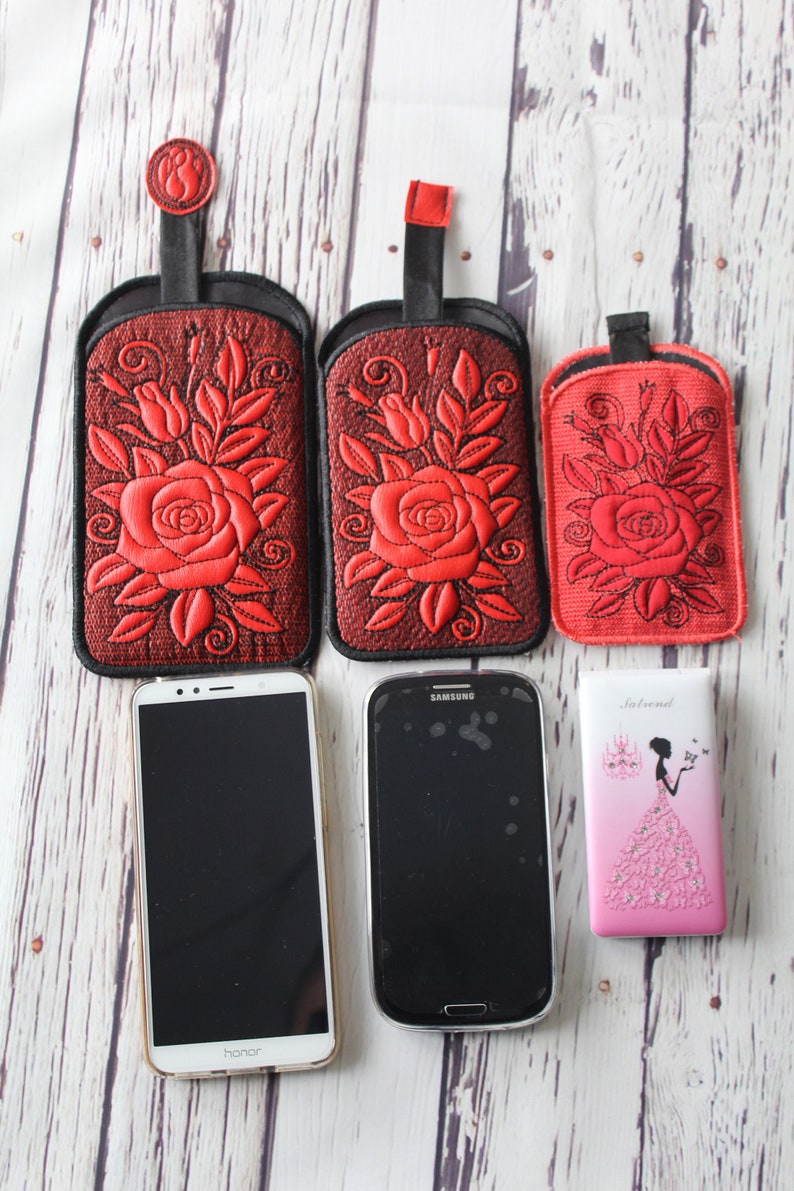 Rose Phone Case Or Glasses Case Embroidery