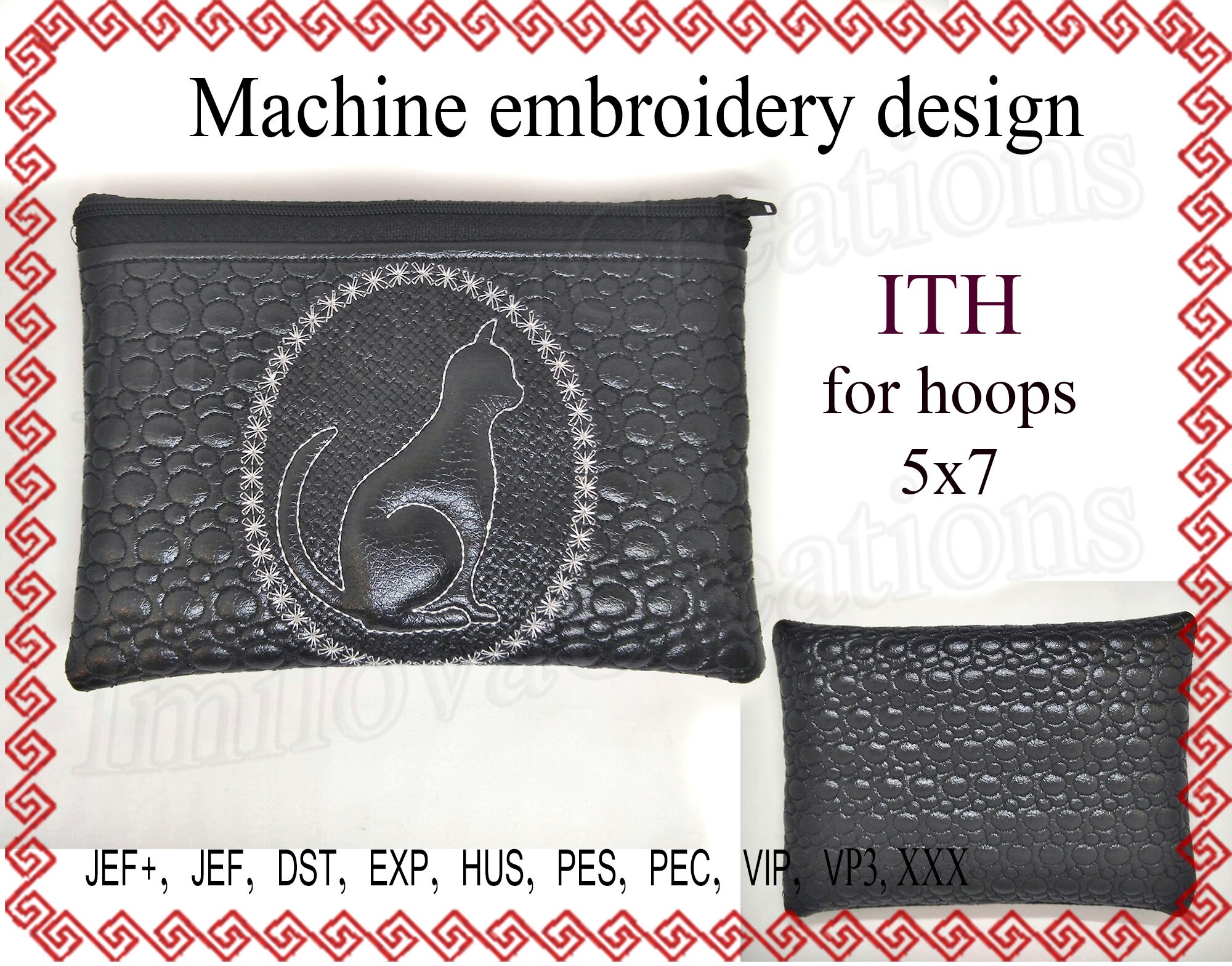 Machine Embroidery Design ITH Zippered Bag Cat Embroidery Etsy