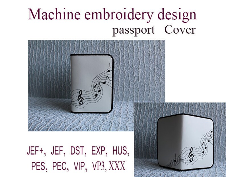 Machine embroidery designs. treble clef Passport cover In the Etsy
