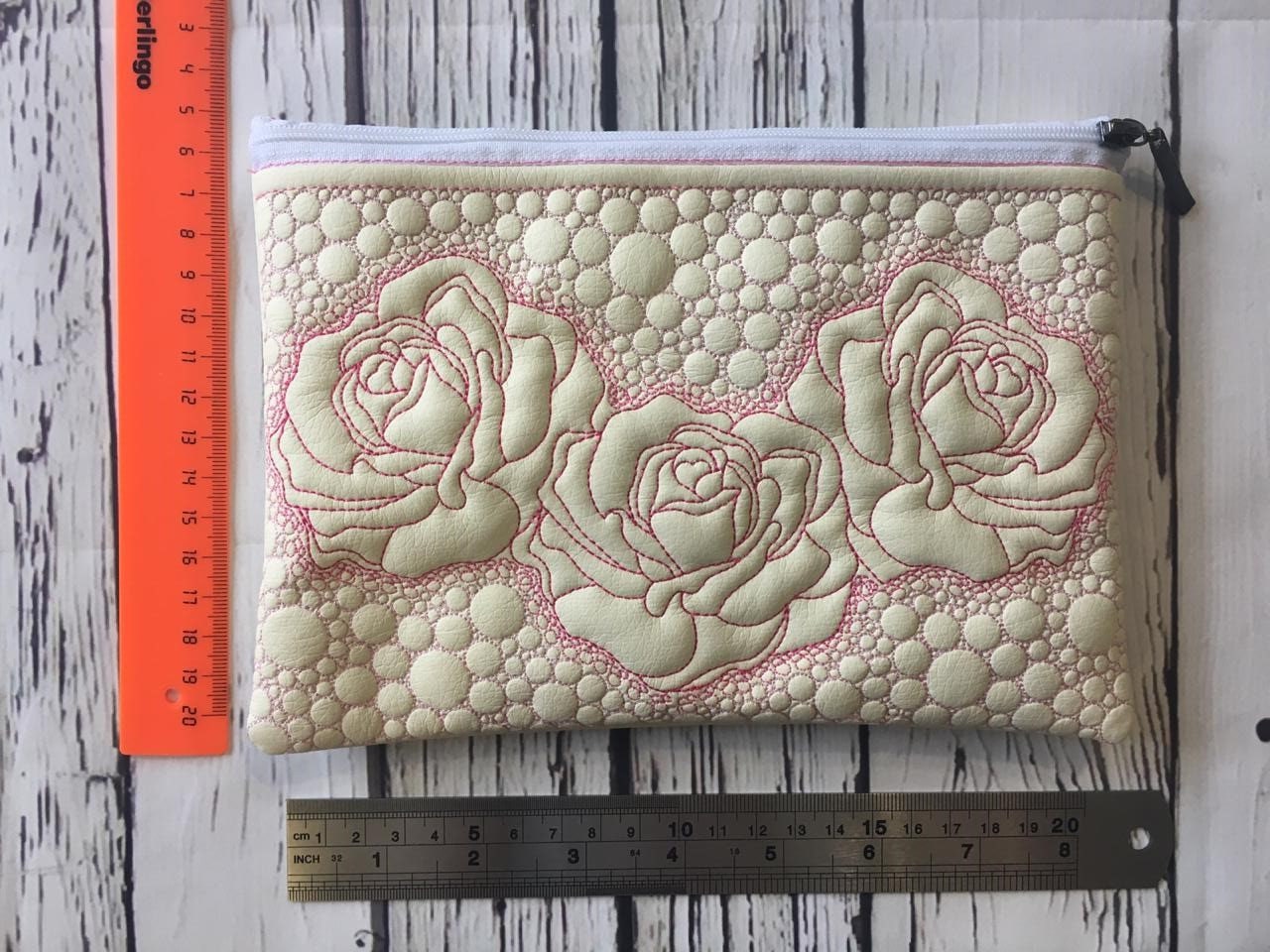 Cosmetic Bag Embroidery Designs Zippered Bag Travel Zip Bag Etsy