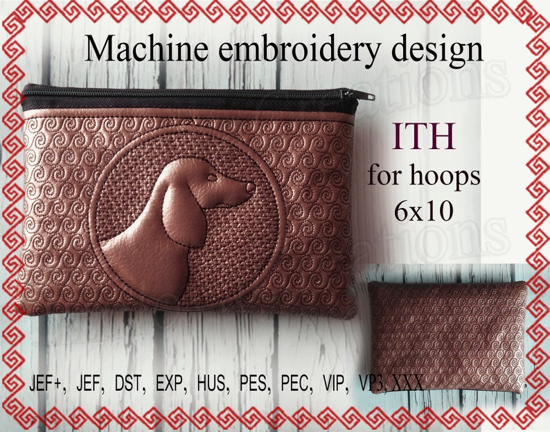 Embroidery design ith zippered bag dog machine embroidery  etsy