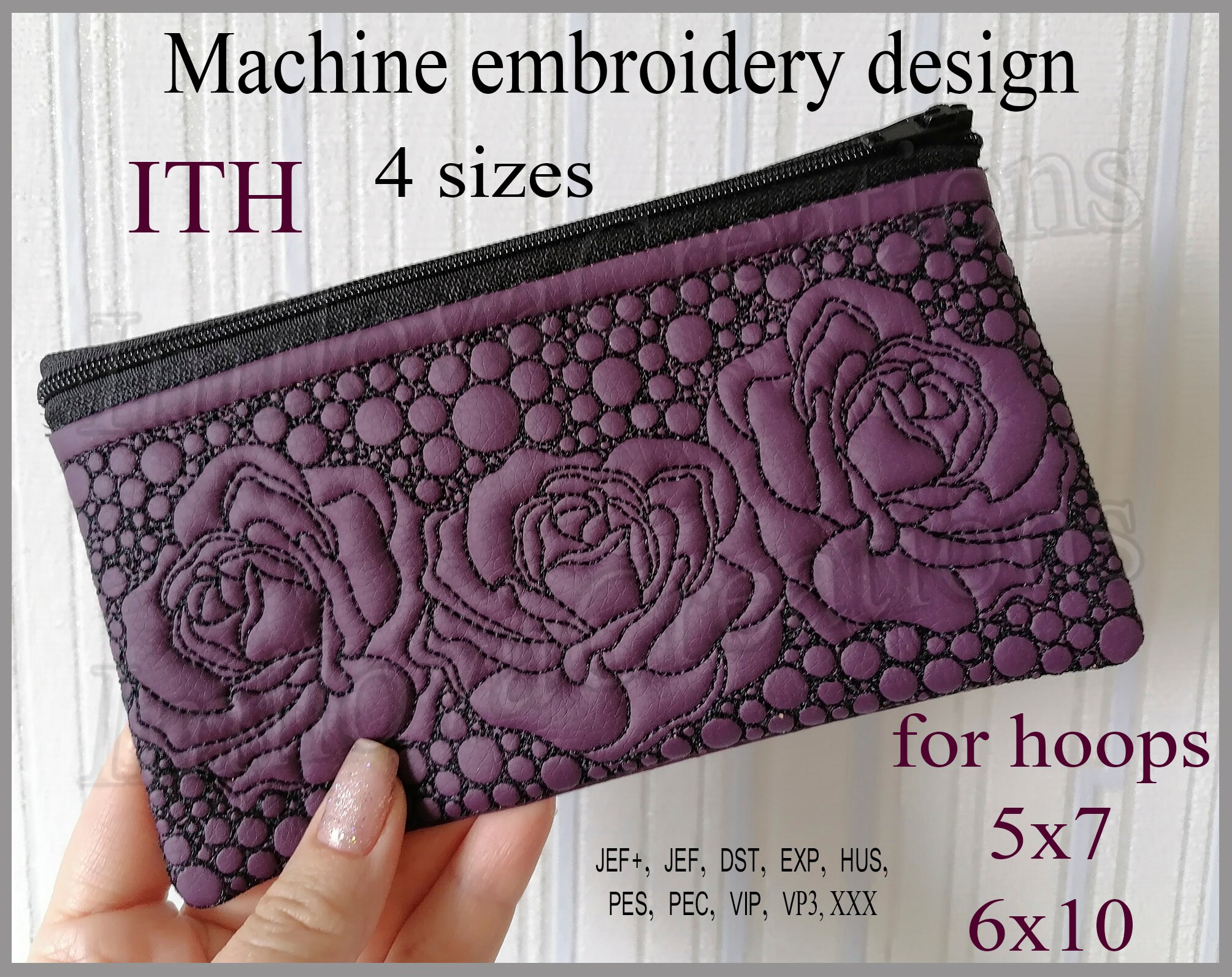 In the hoop cosmetic bag embroidery designs ith bag pattern  etsy In the hoop cosmetic bag embroidery designs ith bag pattern  etsy