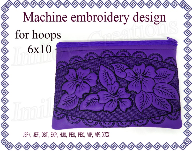 Cosmetic bag embroidery designs zippered bag travel zip bag Etsy