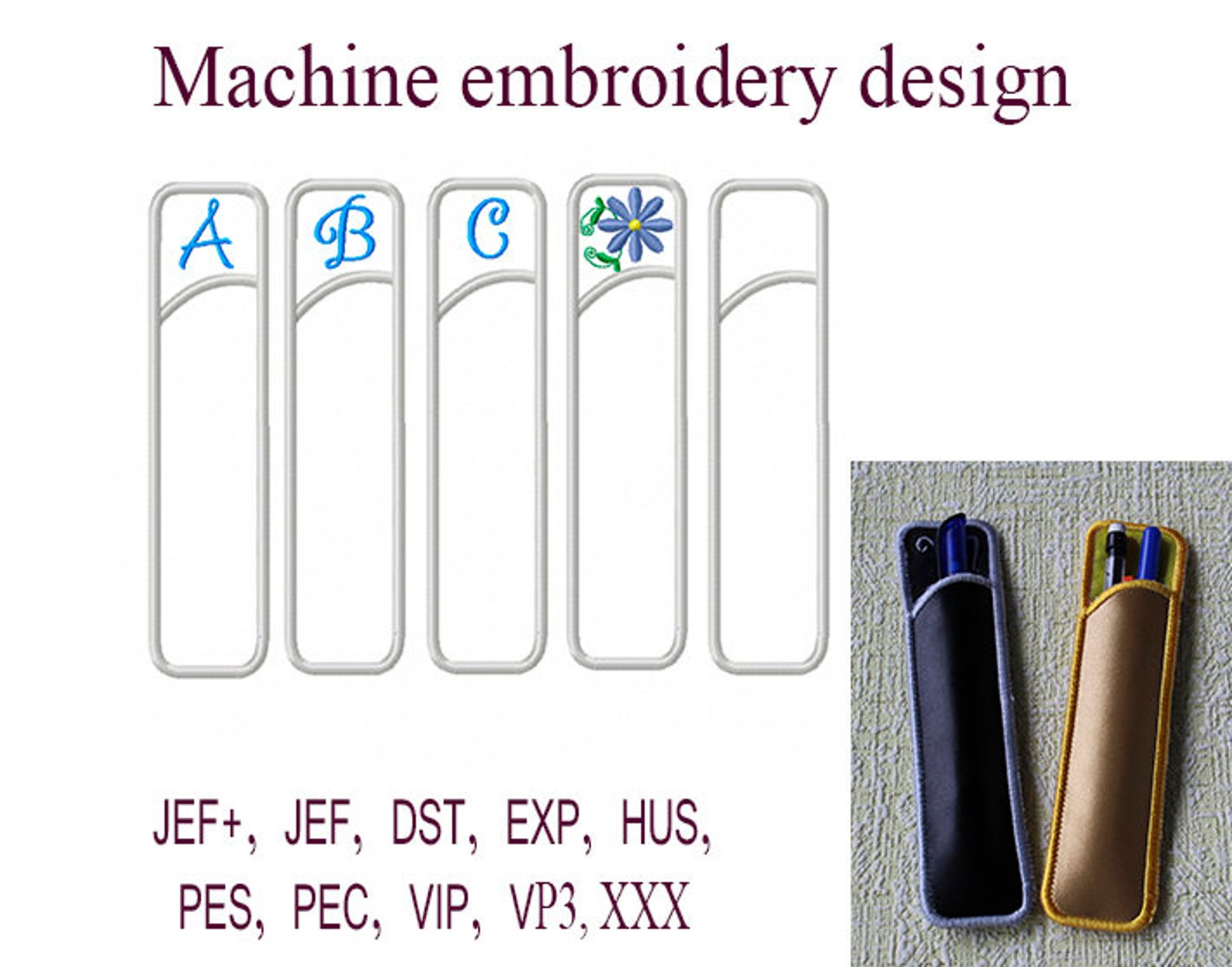 Machine embroidery designs Pen Holder. letter monogram Blank Etsy